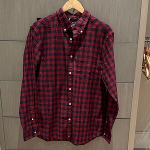 Vineyard Vines Red and Navy Plaid Button-Down Shirt